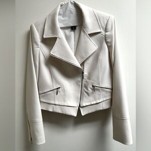 White House Black Market white moto blazer